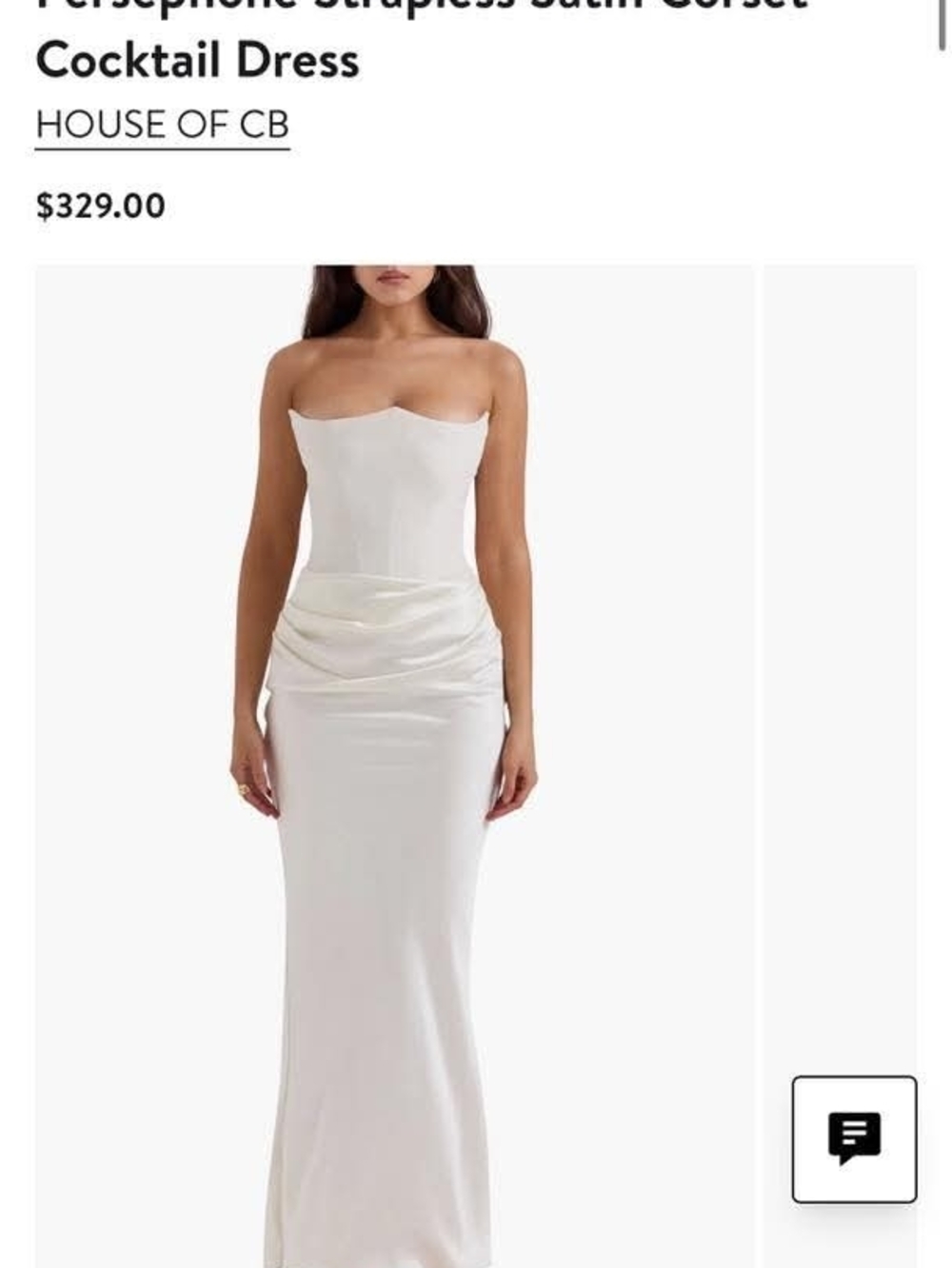 House of CB Ivory Strapless Satin Corset Gown